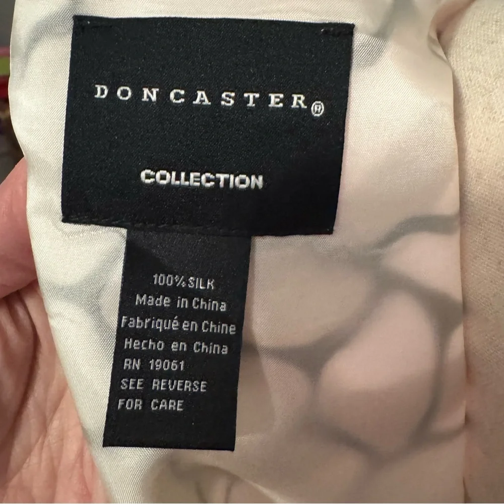 Doncaster 100% Silk Sheath Dress | Black & Cream Abstract Print | Size 12 - Picture 8 of 10